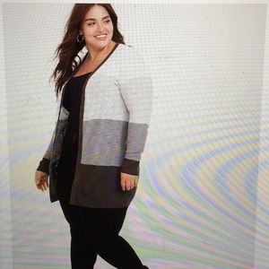 Torrid grey color blocked boyfriend cardigan